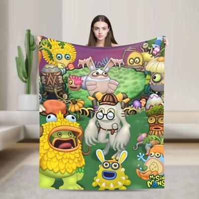 My Singing Monsters Throw Blanket Warm Cozy Aesthetic Blanket For Living Room Travel Car Flannel Bedspread Bed Cover