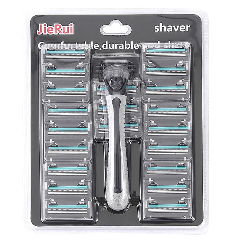 Stainless Steel Triple Blade Manual Shaving Razor for Men - 21 Blades