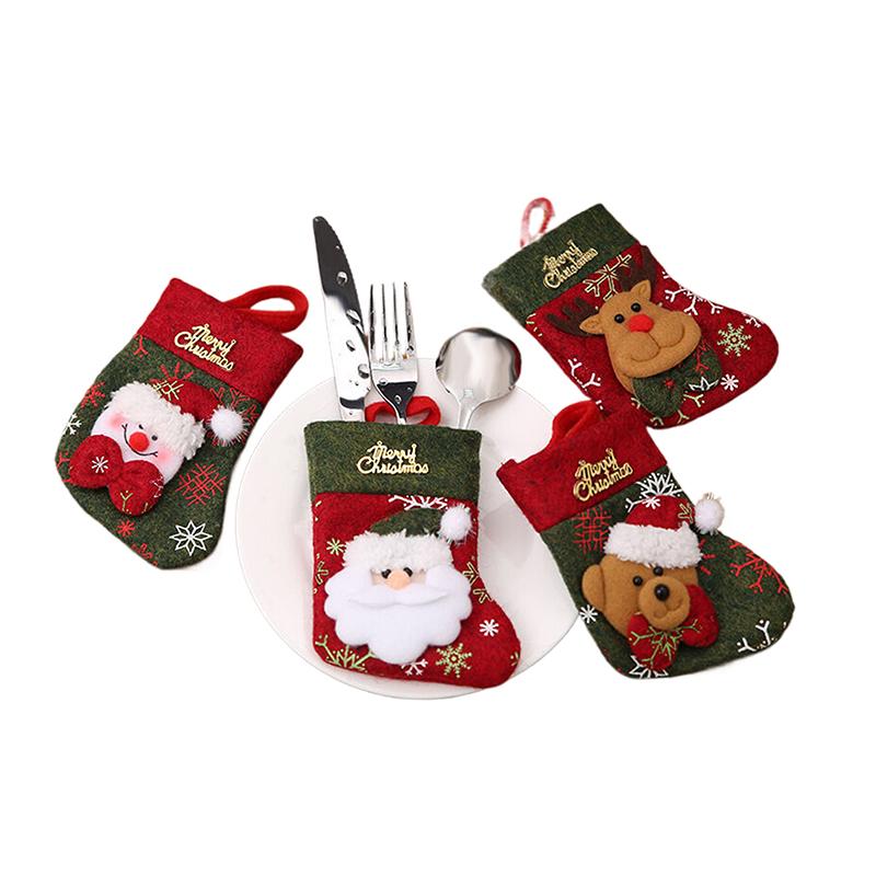 Christmas Decorations Knifes Fork Gloves Bag Holder Home New Year Party Table Dinner Cutlery Christmas Tree Hanging Ornaments