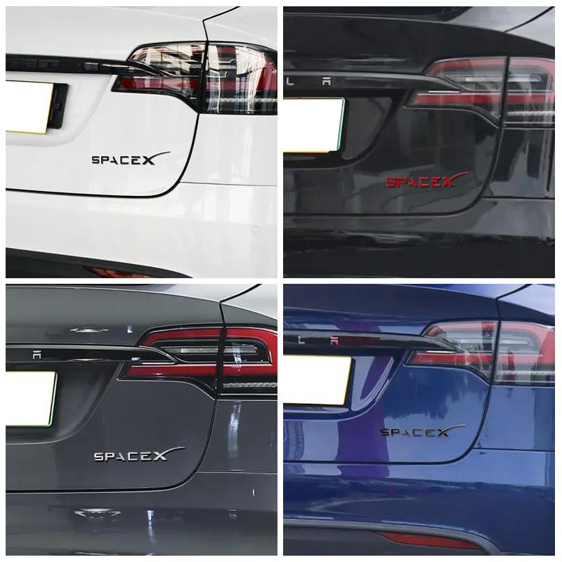 ABS 3D Space X Logo Badge Sticker For Tesla Model Y S 3 Model X Car Badge Fender Side Decal Emblem Trunk Auto Styling Accessorie
