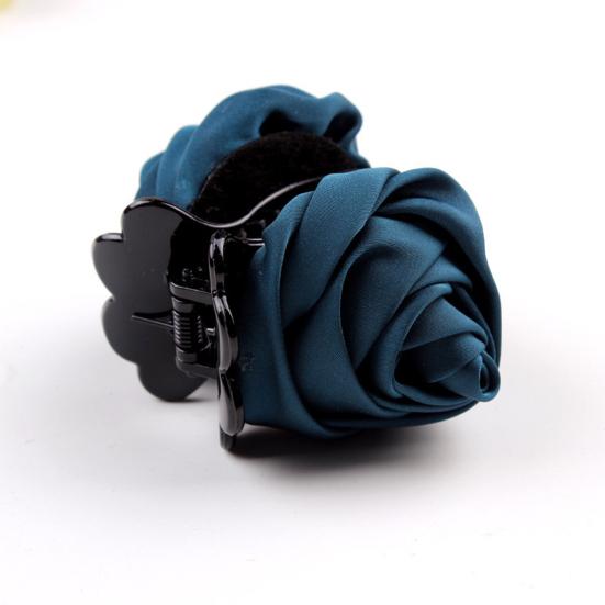 Fashion Cloth Rose Flower Hair Claw Clip Clamp Women Ponytail Holder Headwear