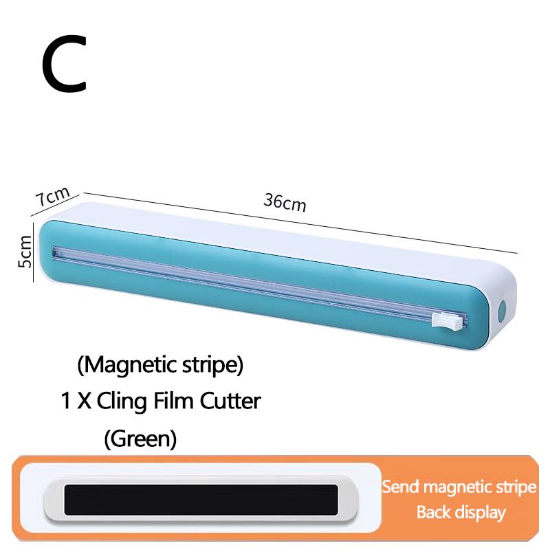 Plastic Wrap Dispenser with Slide Cutter Reusable Food Wrap Cutter Household Cling Film Cutter Refillable Cling Film Dispenser