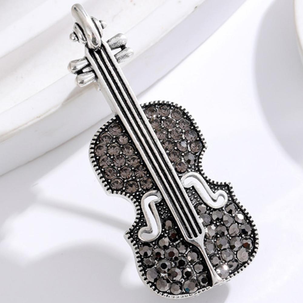 

Женская хрустальная брошь в виде гитары, брошь со стразами, свадебные украшения, подарки, лацкан серый