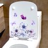 Adesivi per WC Fiori Viola e Farfalla, Decalcomanie Impermeabili Rimovibili per Decorazione Parete Bagno, Autoadesivi