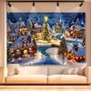1pc2D Flat Winter Village Scenery Banner Background, Suitable for Weddings, No Electricity Required——sym