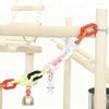 95 cm Wooden Bird Playground with Ladders, Chain Toy, Stainless Steel Cups and Tray, Bird Cage Accessories, Natural