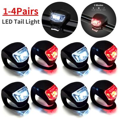 1-4 paia LED in silicone anteriore per bicicletta luce posteriore Set 3 modalità impermeabile MTB Mountain Road Bike ciclismo faro coda lampada di avvertimento