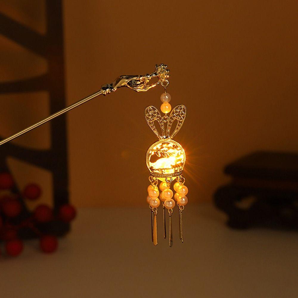 Palatul chinezesc Lantern ac de păr din metal de culoare aurie bețe de păr furculițe cu bijuterii ușoare pentru femei, retro, flori de lotus, ciucuri