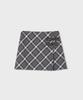 Dimanche Buckle Check Skirt (Gray)
