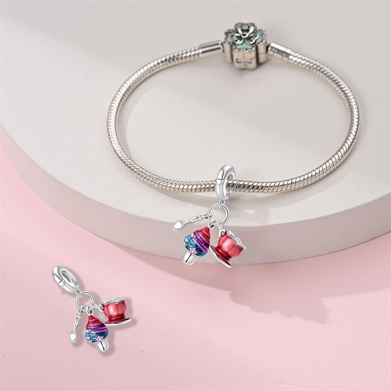 Charms Original Copper Ice Cream Milk Tea Cup Fruit Pastry Pendant Beads Fit Bracelet Diy Fine Gift Women Delicate
