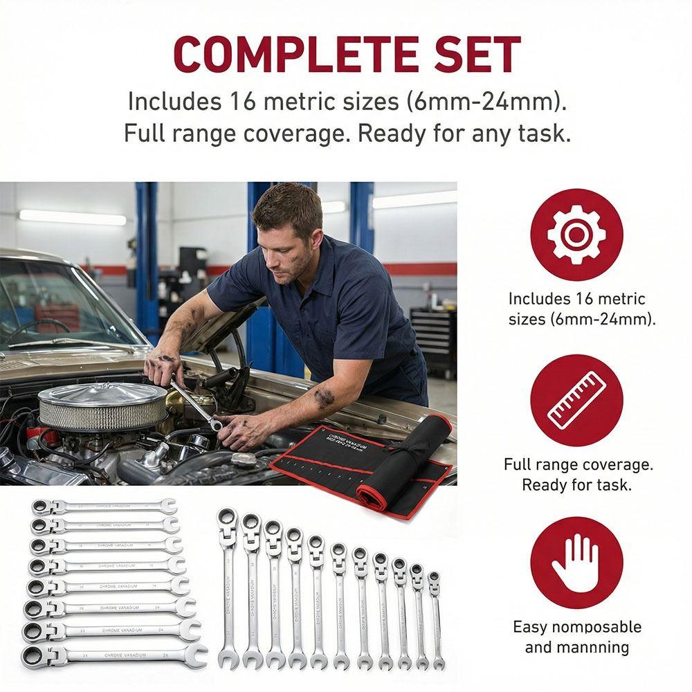 72 Tooth Ratchet Ratchet Wrench Set Spring Head Key Metric Ratchet Wrench  Universal Application