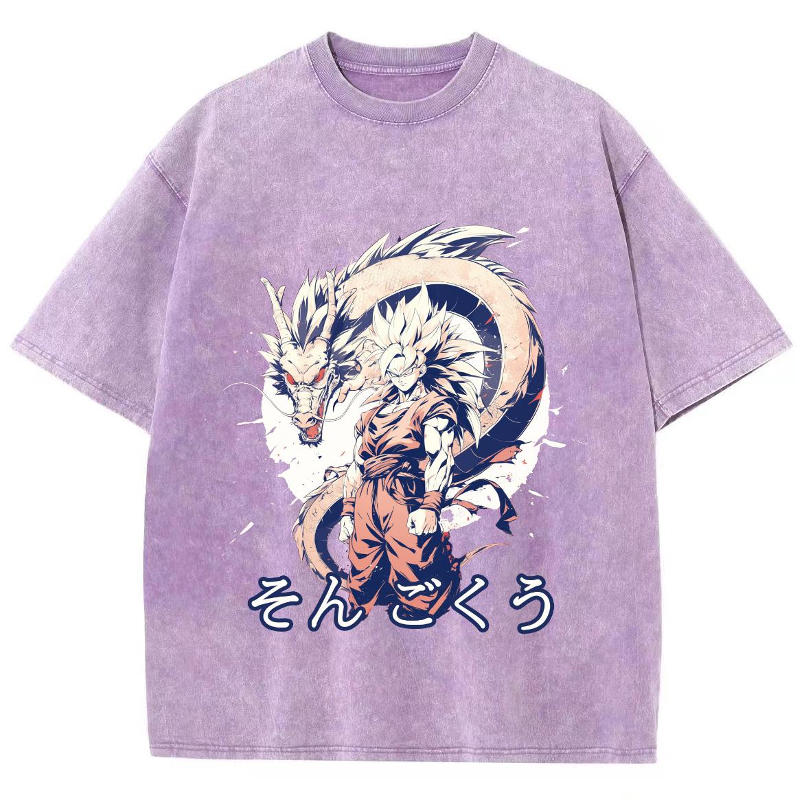 

Футболка женская с рисунком японского аниме-мультяшного дракона, чистый хлопок, удобный короткий рукав, круглый вырез, стираный унисекс-топ M