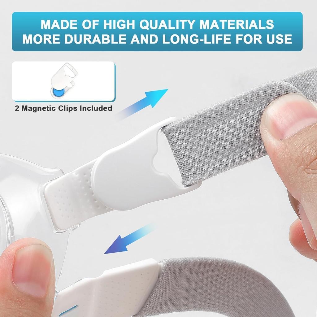 N20 Headgear for AirFit N20/AirTouch N20 with Magnetic Headgear Clip, CPAP Replacement Headgear Strap, Adjustable Home Ventilator Mask Headband,