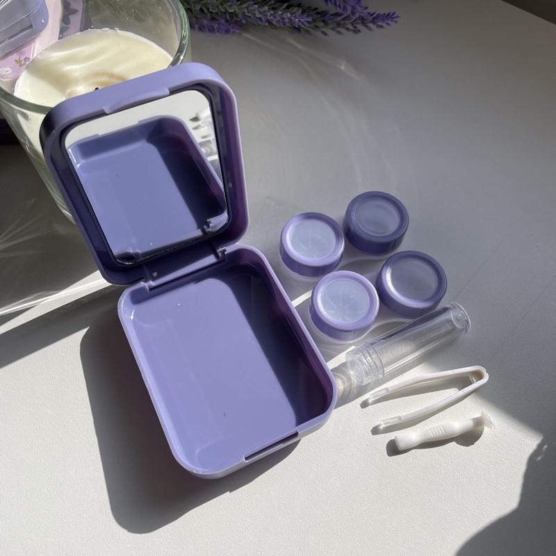 1Piece Of Two-Pack Contact Lens Box Purple Tulip Portable Contact Lens Companion Box Nursing Box  Exquisite Traveling Kit Box
