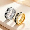 Titanium Steel Roman Numeral Diamond Spinner Couple Ring - Trendy Style