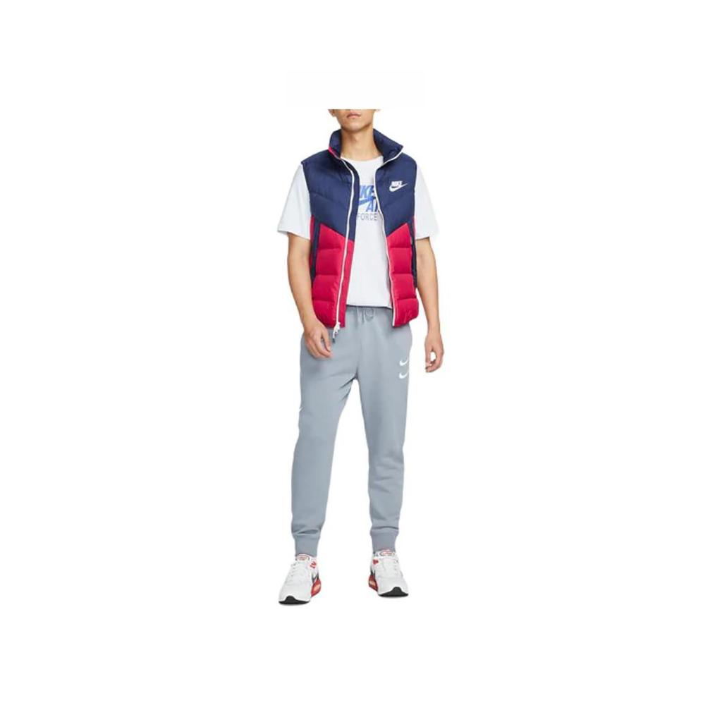 Nike Color-Block Stand Collar Zip-Up Down Vest With Logo Print Men Outerwear Red DV0757-410