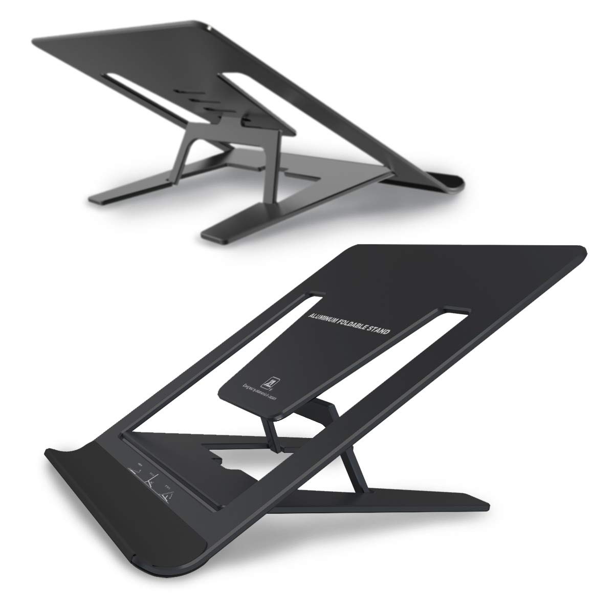 

Підставка для ноутбука Alumania. Виготовлена ​​відповідно до металевого корпусу вашого ноутбука для регулювання кута нахилу та компактного зберігання [СКЛАДАНА ПІДСТАВКА] (ЧОРНИЙ) чорний