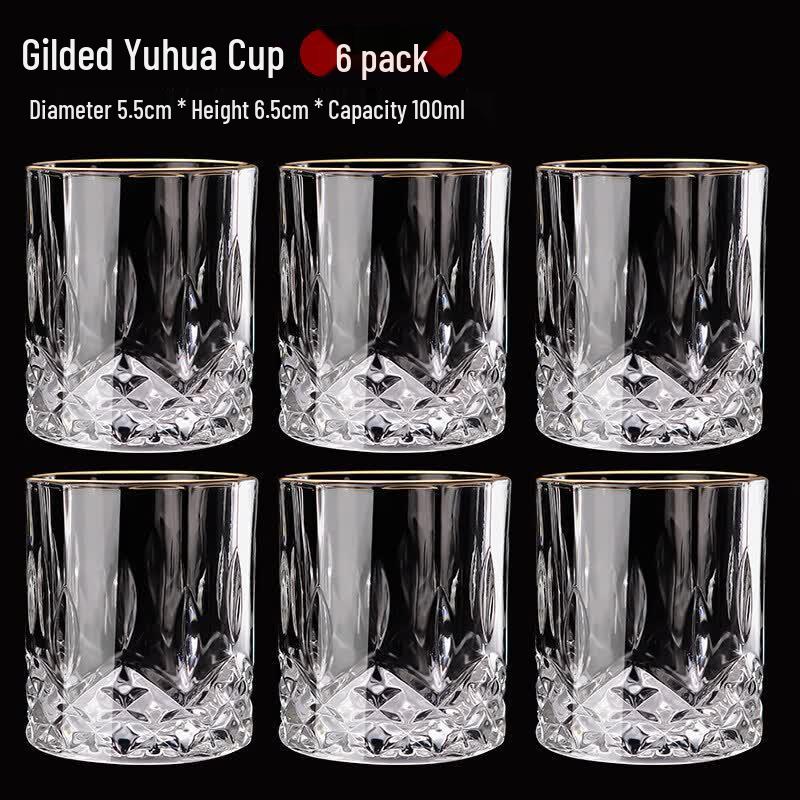 High-End Gold-Rimmed Crystal Glass Liquor Cup Set