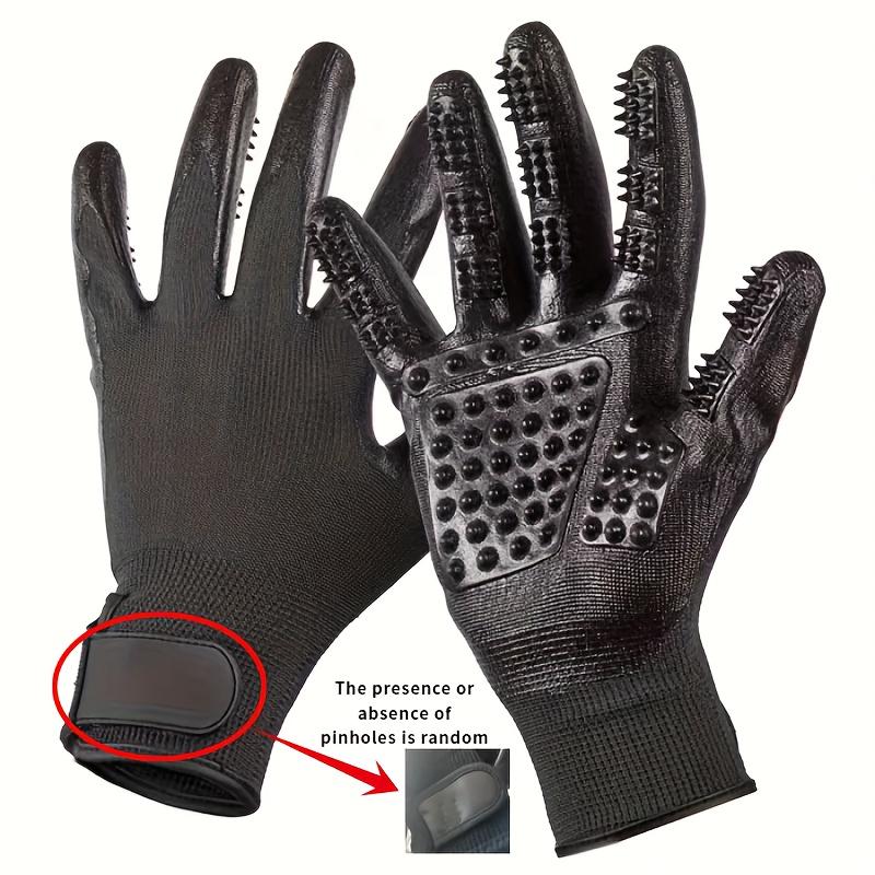 

Нежные перчатки для груминга питомцев Мягкий текстурированный дизайн для кошек собак лошадей | Эргономичное купание расчесывание для чувствительной короткой длинной шерсти чёрный