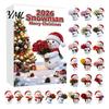 Snowman Hanging Ornaments Advent Calendar, 24Pcs Acrylic 2D Ornament Set Christmas Tree Decorations with Bouquet Flowers, Decor, Holiday Gift for Kids