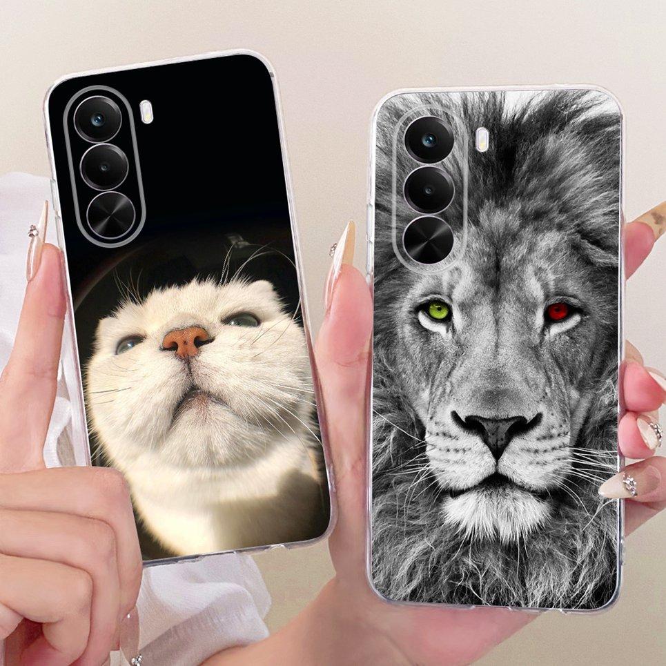 For Realme P4X 5G Phone Case On Realme RMX5108 Casing Cool Dragon Lion Tiger Cartoon Painting Back Cover Clear Soft Silicone