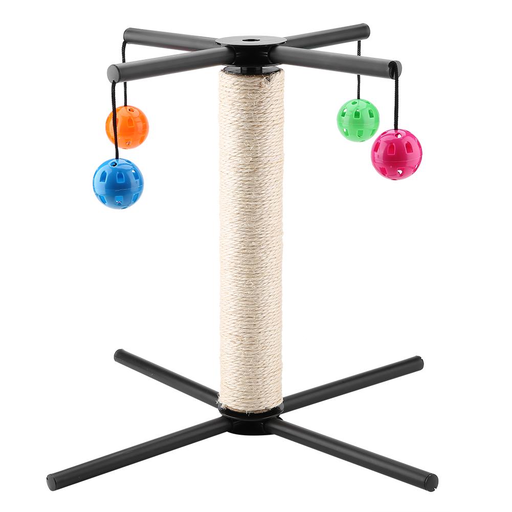 Multifunktionale Kratzsäule für Katzen mit 4 Glöckchenbällen Stabile Konstruktion Katzenspielzeug