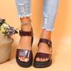 Fashion Women's Leather Sandals One-word Belt Buckle Roman Shoes Ladies Open Toe Flat Sandal Shoes Beach Holiday Sandals Sandalias