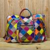 Kožená taška náhodná barva kostkovaná taška crossbody kabelka národního stylu