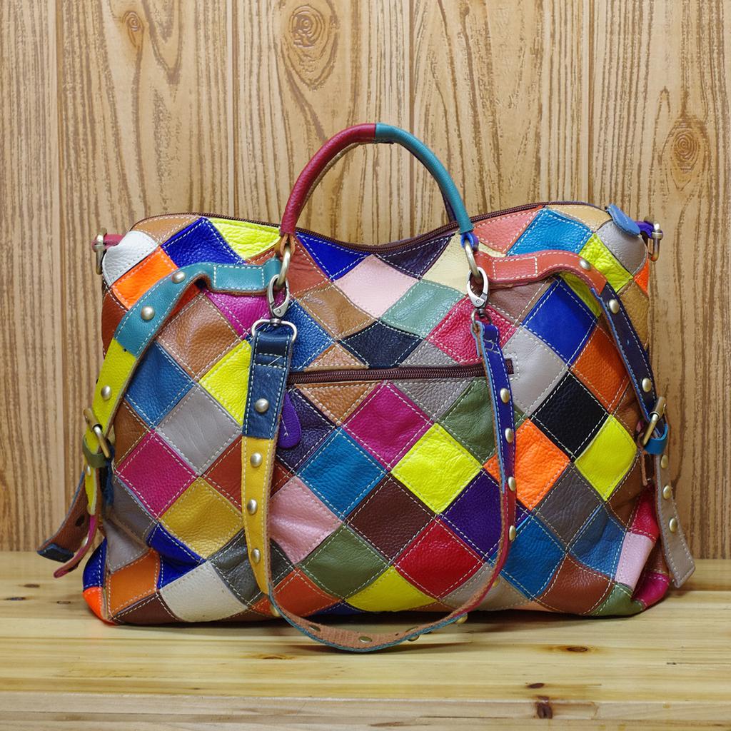 Kožená taška náhodná barva kostkovaná taška crossbody kabelka národního stylu