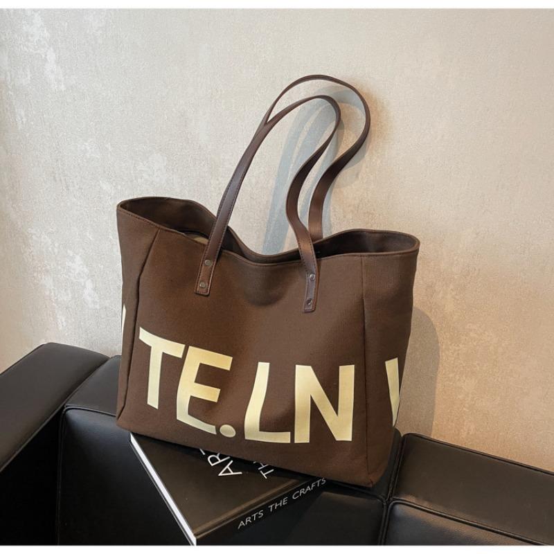 Canvas Bag Women's Large-capacity New Autumn and Winter Versatile Literary and Lazy Style Shoulder Commuter Tote Bag