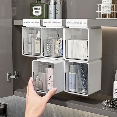 Transparent Bathroom Cotton Stick Makeup Cotton Bathroom Pull-Out Storage Drawer Style Storage Box Under The Mirror Cabinet