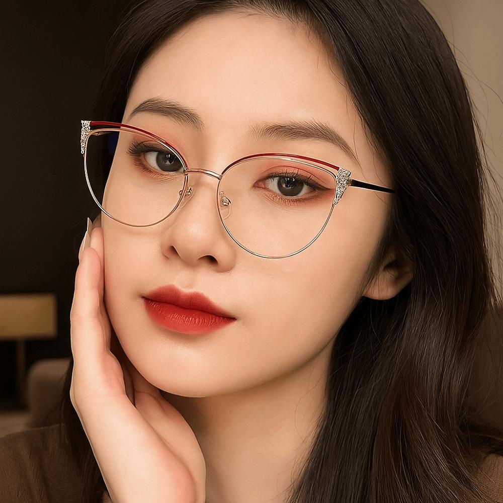 Transparent Square Frame Myopia Glasses Rhinestone Studded Computer Eyewear  Student