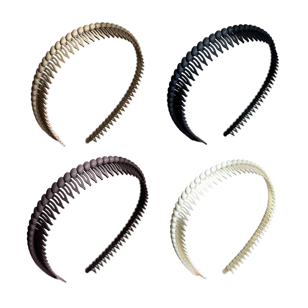 Trendy Anti Slip Headbands for Women with Teeth Comb Lightweight Plastic Design Plain Hair Hoop
