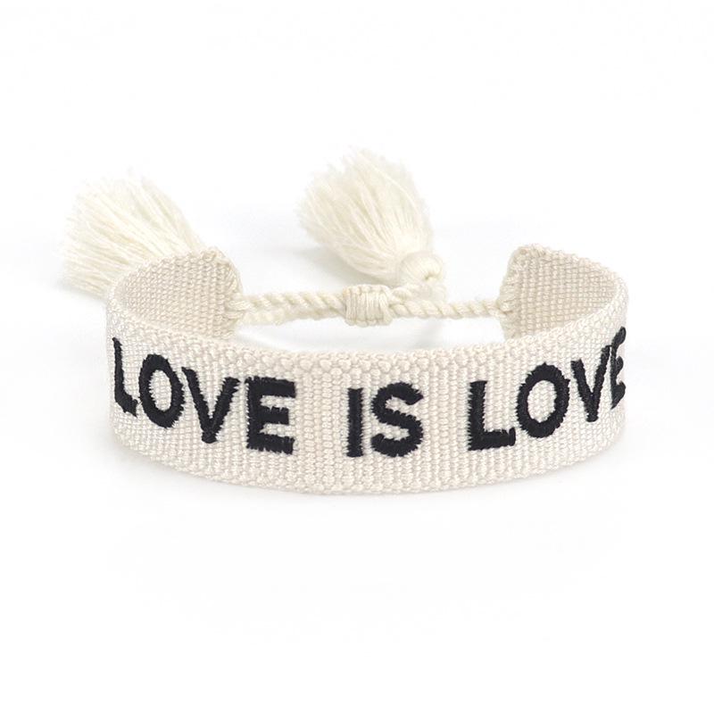 European & American Cross-border Embroidery Bracelet | Handmade Tassel & Letter Logo