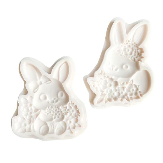 Yousheng Rabbit Silicone Mold Easter Bunny Floral Pattern Chocolate Candy Making Mold Flexible Reusable Easy Demoulding Cake Decoration Mold