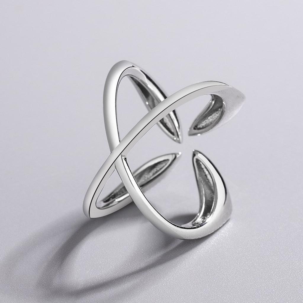 Lines Crossed Geometric Ring Adjustable for Fashionable Women and Trendsetters Personality Temperament Accessory