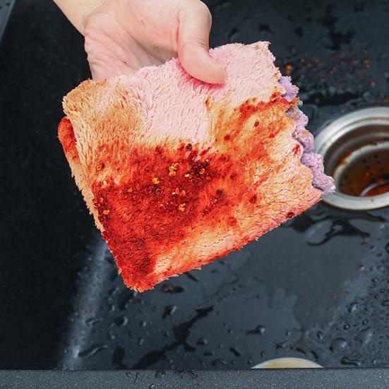 10 Pz Casa Cucina Ispessito Assorbente Acqua Panno Asciugamano Pulizia Piatti in Velluto Corallo