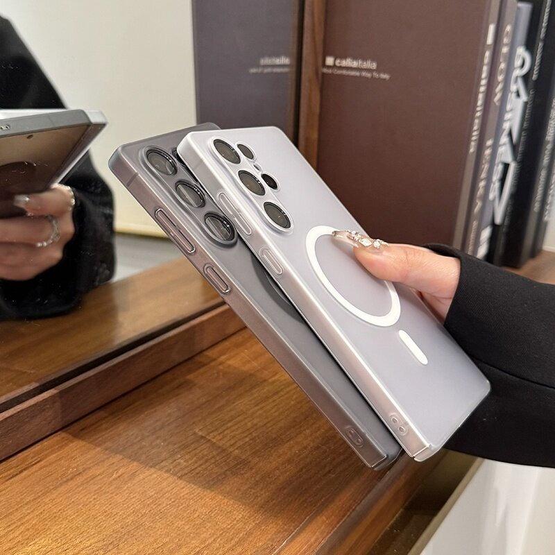 For  Frosted Translucent Case for Samsung Galaxy S26 S2 Ultra S24 S23 S22 Plus Wireless Charging Hard PC Cover