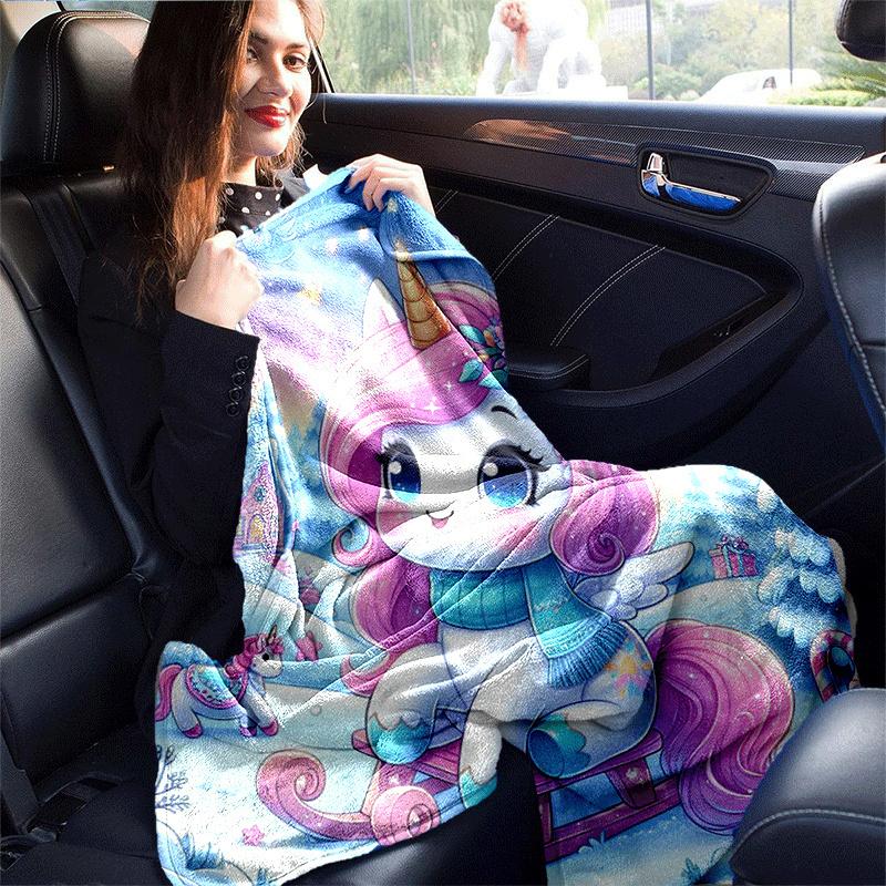 1pc Unicorn Printing Lightweight Flannel Blanket, Comfortable and Warm Blanket, for Camping Sofa Bed and Couch Office, Gift