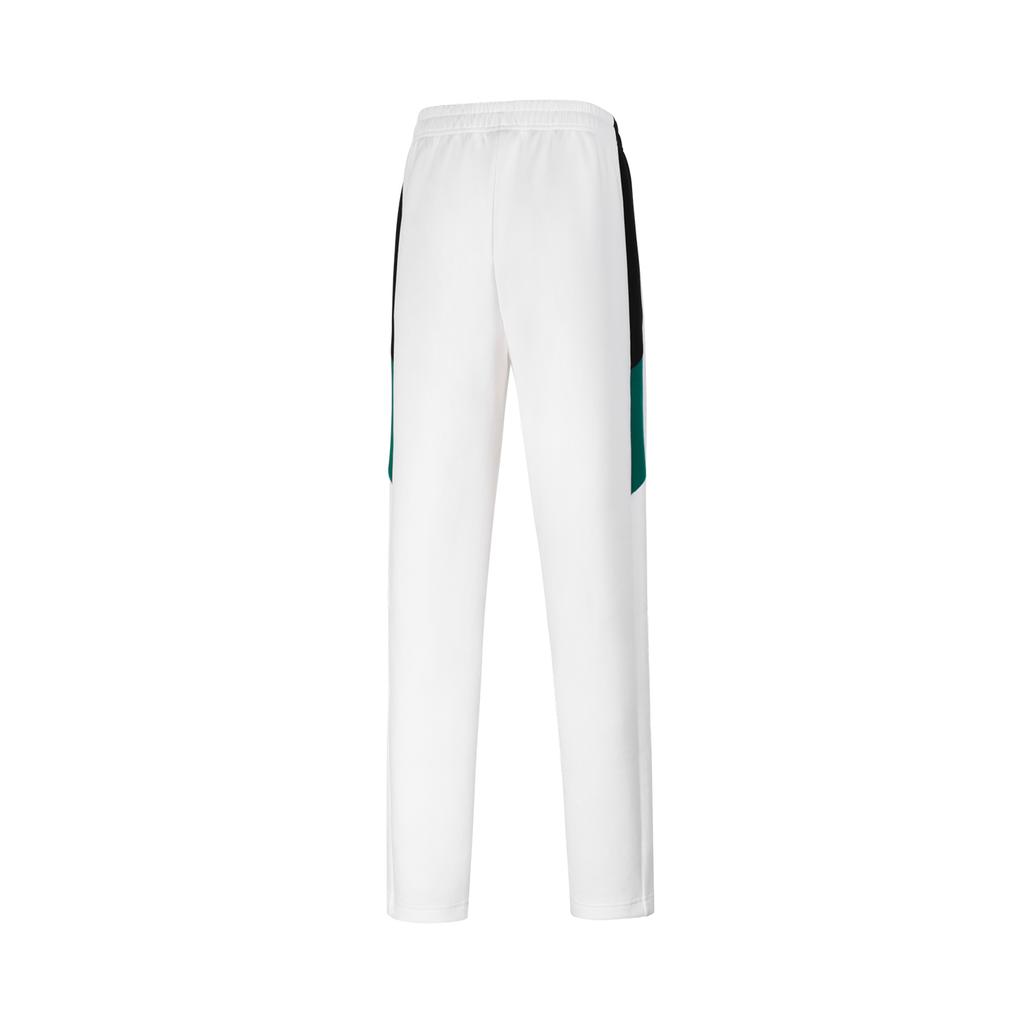 Li Ning Color Block Straight Leg Lace Up Pocket Casual Pants Women bottoms Standard-White AKLUA22-1