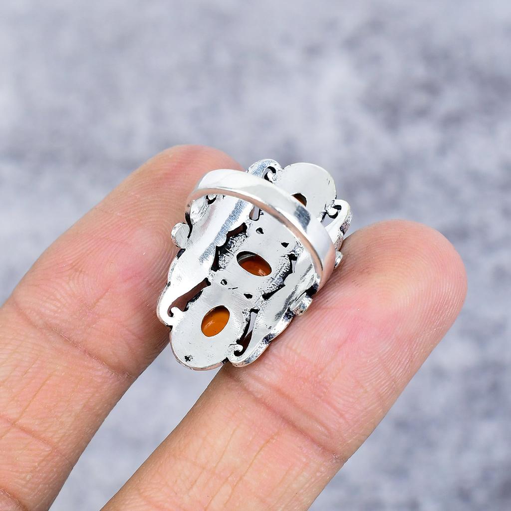 Carnelian Gemstone Handmade 925 Sterling Silver Jewelry Ring Size 5.5 M-2669