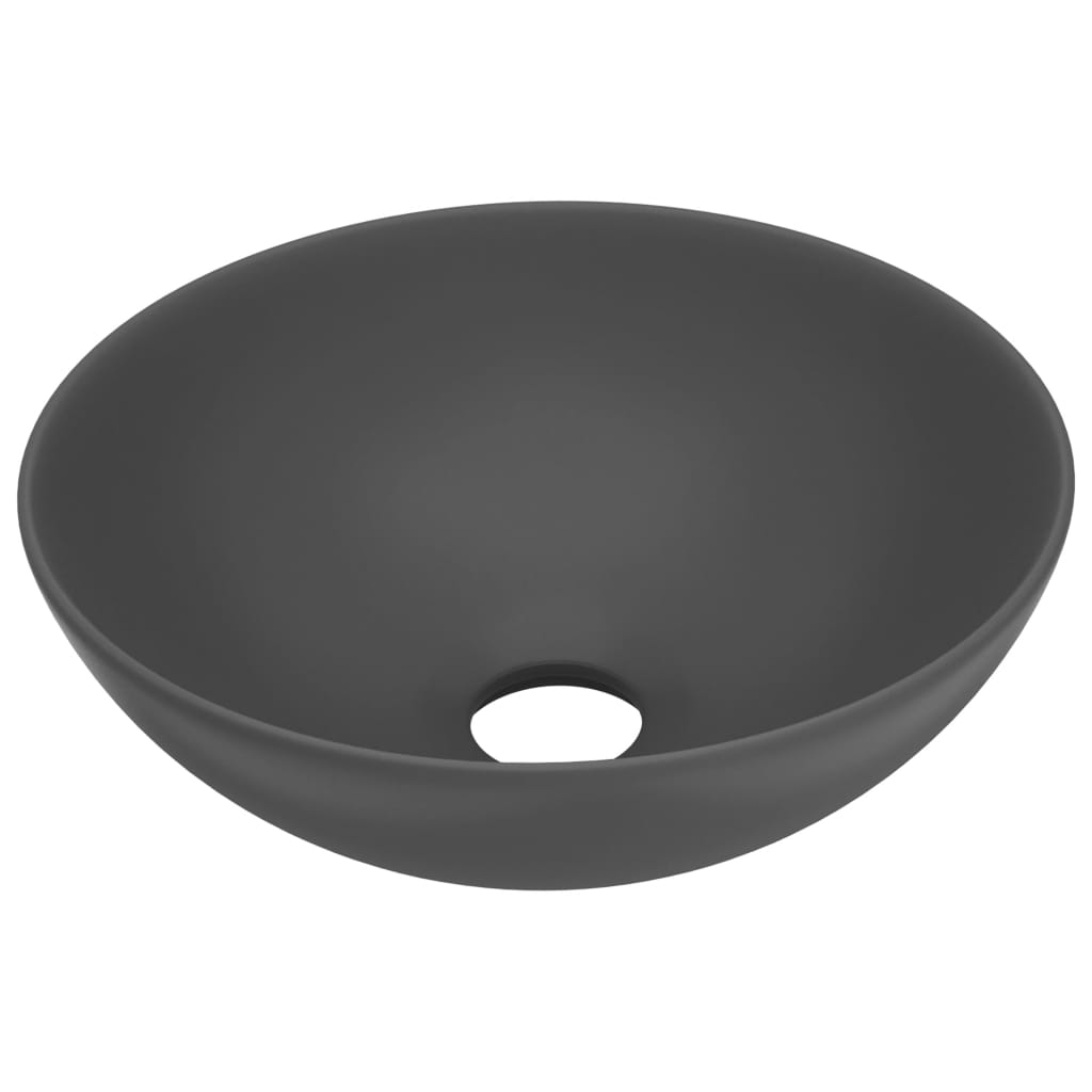 Ceramic Wash Basin Dark Grey Round