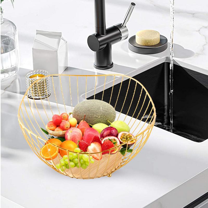 Fruit Basket Black Wire Fruit Baskets Multi-Functional Kitchen Storage and Organizer for Breads Vegetables and Snacks