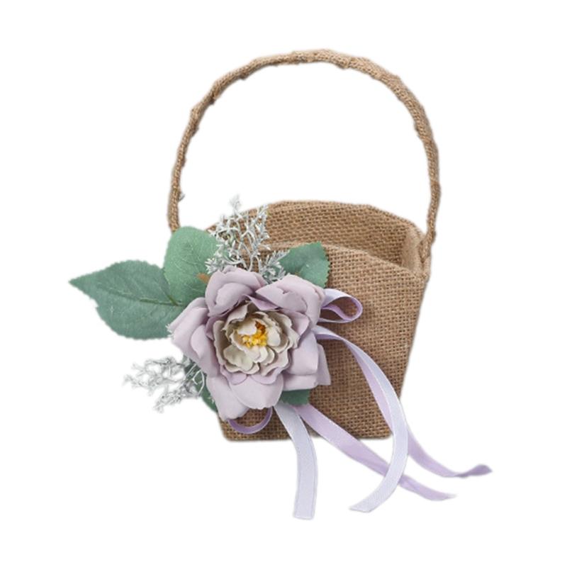 Handlicher Aufbewahrungskorb Leinen Blumenkorb mit Griffen Handgeflochtene Körbe Vielseitige Dekorationen Handgemachtes Geschenk