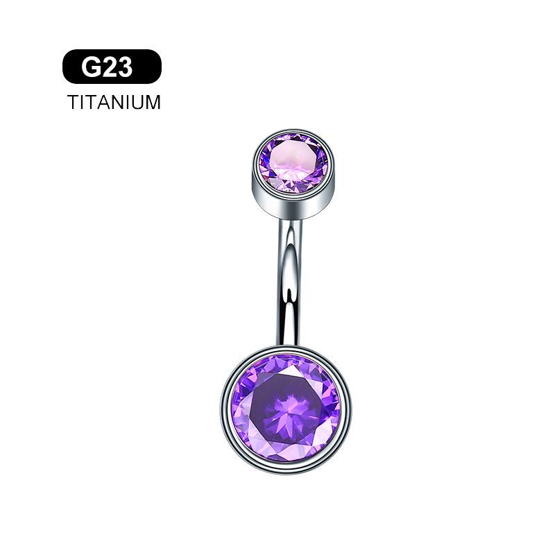 G23 Titanium Zircon Navel Stud 1.6*8/10mm Piercing Jewelry with Threaded Design