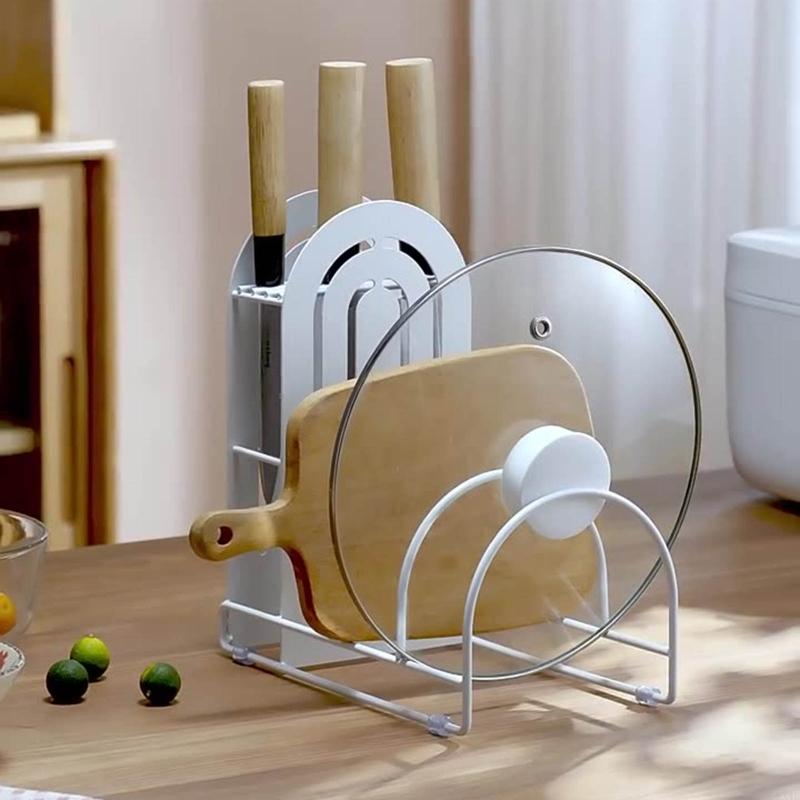 KX4B Stainless Steel Pot Lid Cutting Board Holder Metal Freestanding Stand