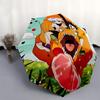 1 Stück Anime-Charaktere auf Dinosaurier mit automatisch öffnendem Regenschirm, Tragbares faltbares Design, 8-Rippen-Eisenrahmen Outdoor-Regenschirm, Perfektes Geschenk für F