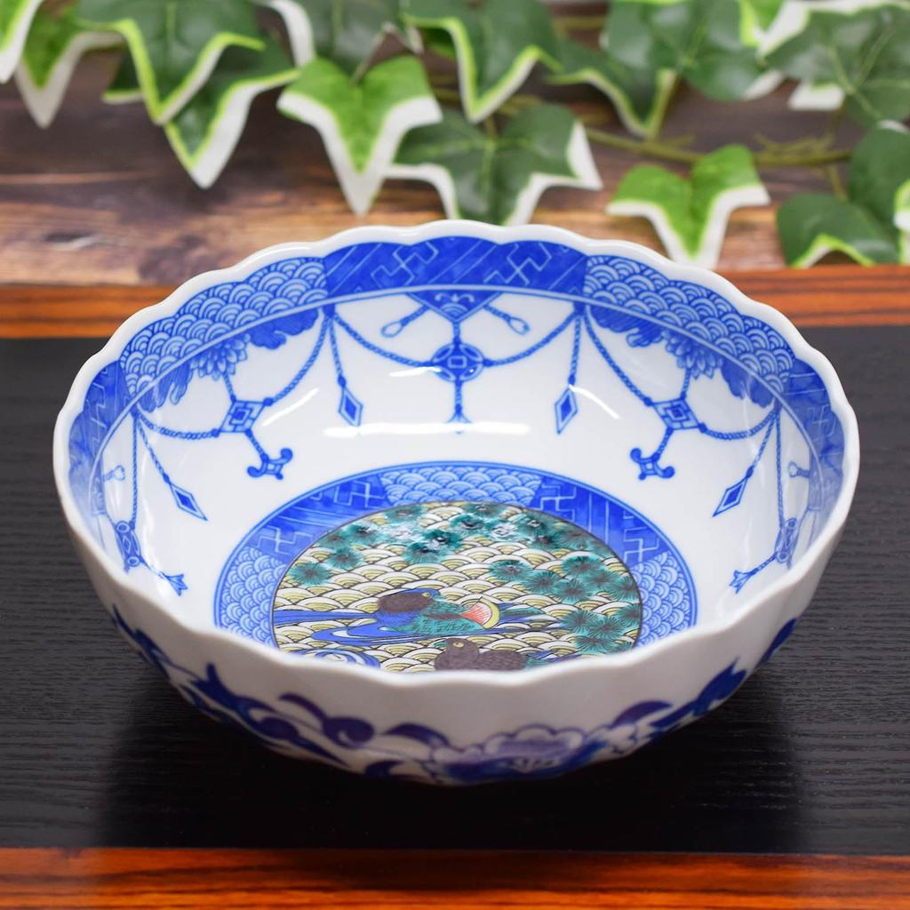 Waza No Kura: Stylish Kutani Ware Bowl, Yoshidaya Oshidori, Ceramic, High-quality Japanese Tableware, Serving Bowl, Made In Japan