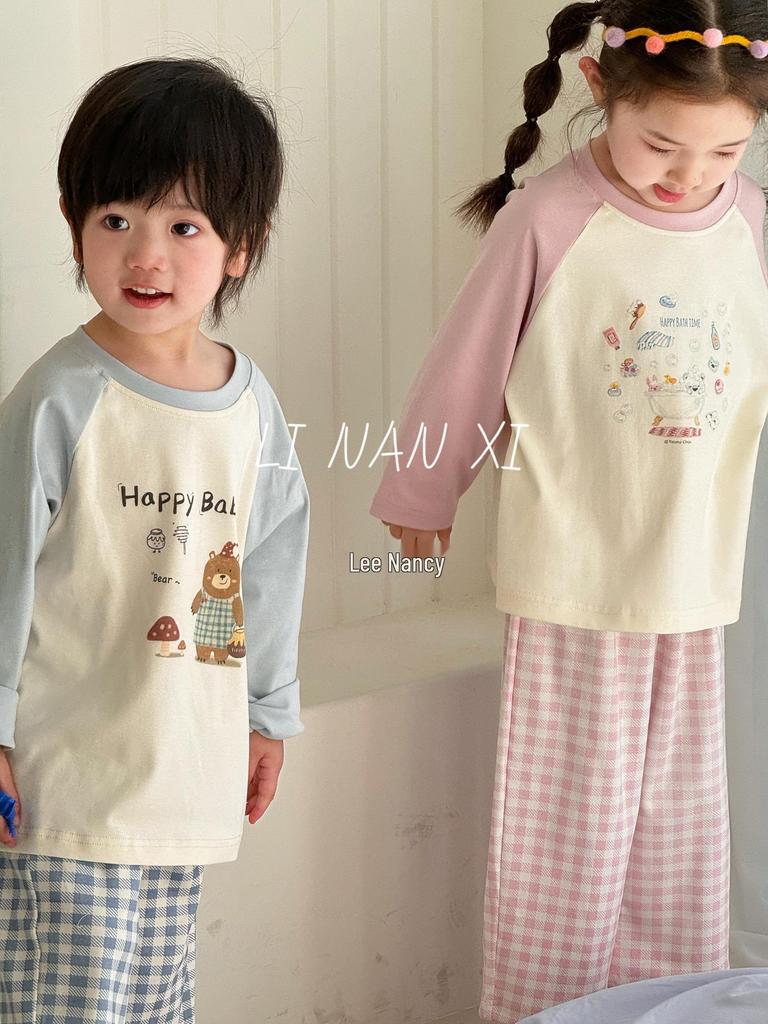 Children's Cartoon Raglan Sleeve Pajama Set - Spring 2025