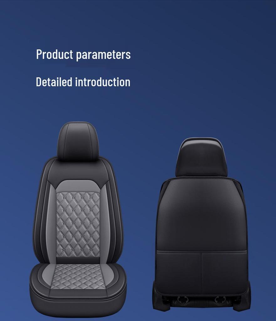 All-Season Universal Leather Car Seat Cover with Diamond Design - Breathable & Durable for Five Seats
